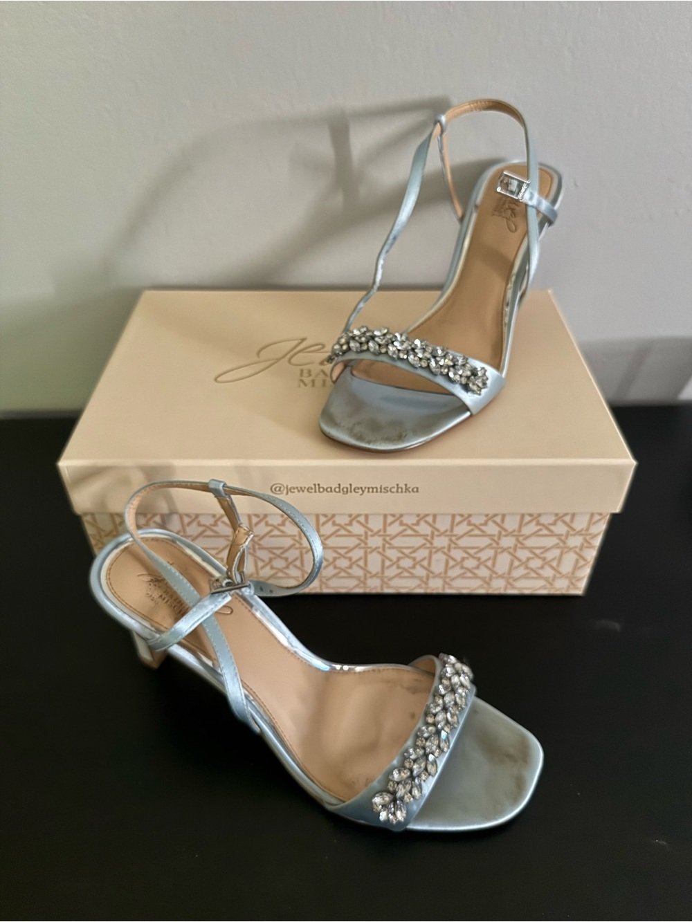 Jewel Badgley Mischka blue Embellished Women's Heeled Sandals